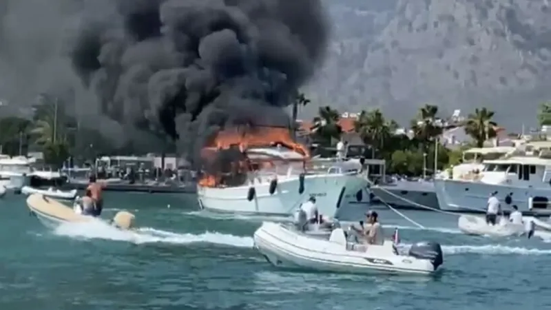Muğla'da marinadaki yatta yangın! Kullanılamaz hale geldi