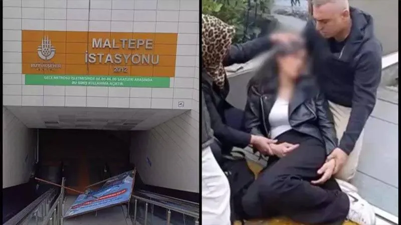 Metroda Korku Dolu Anlar: Reklam Panosu Kadının Üzerine Düştü!